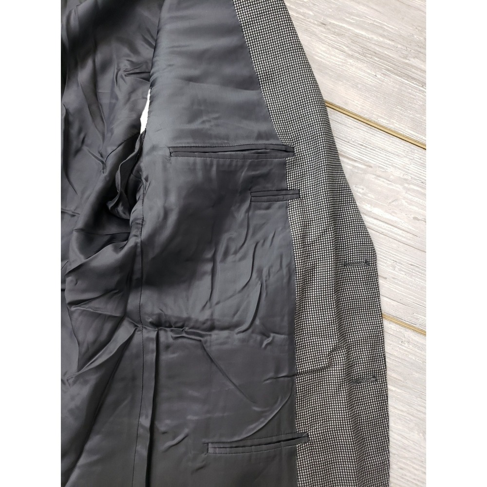 Canali Mens Micro Check Two Button Blazer Jacket Grey Black Checkered Pattern - Picture 9 of 16